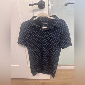 Express Dark Blue Patterned Polo Shirt